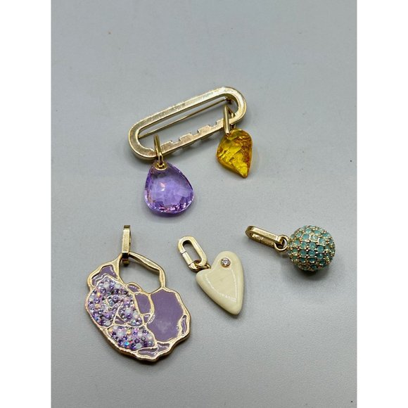 Vintage Swarovski Pin Brooch with Detachable Charms Pendants Loaded Dangling Pin - Picture 6 of 13